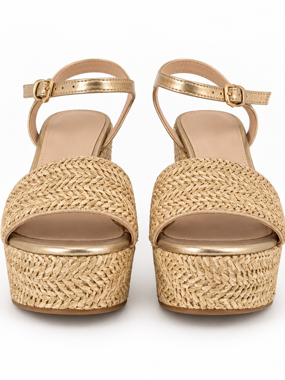 Aldo Woven Platform Sandal with Metallic Ankle Strap - Gold
